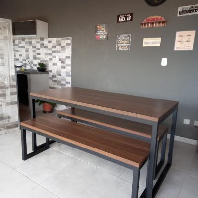 🍽️ Dining Table Set – Black × Wooden (3 Pieces)