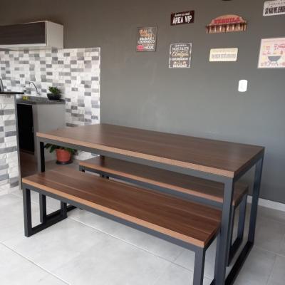 🍽️ Dining Table Set – Black × Wooden (3 Pieces)