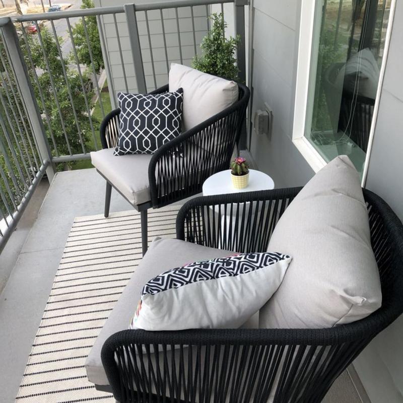 🪑 Balcony Set – Black × Grey (2 Chairs)