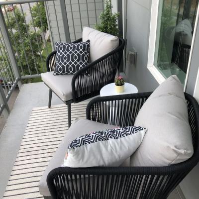 🪑 Balcony Set – Black × Grey (2 Chairs)