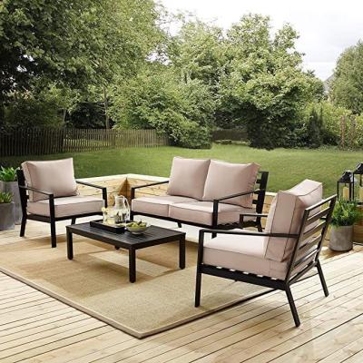 🛋️ Outdoor Set – Beige × Black (4 Pieces)