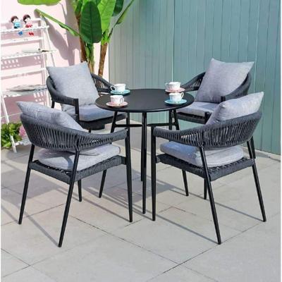 🛋️ Cafe & Restaurant Set – Black × Grey (4 Chairs + Table)