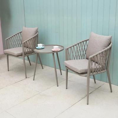 🛋️ Outdoor Set – Grey Strap × Beige Fabric (3 Pieces)