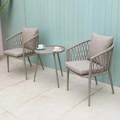 🛋️ Outdoor Set – Grey Strap × Beige Fabric (3 Pieces)