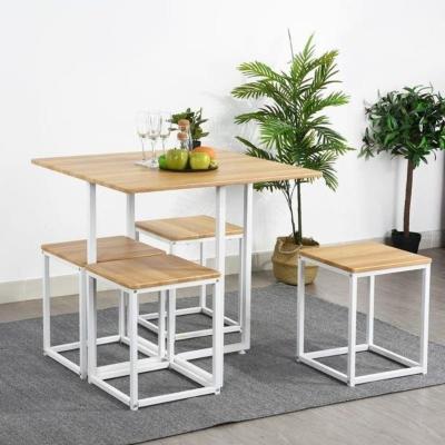 🍽️ Dining Set – White × Wooden (5 Pieces)