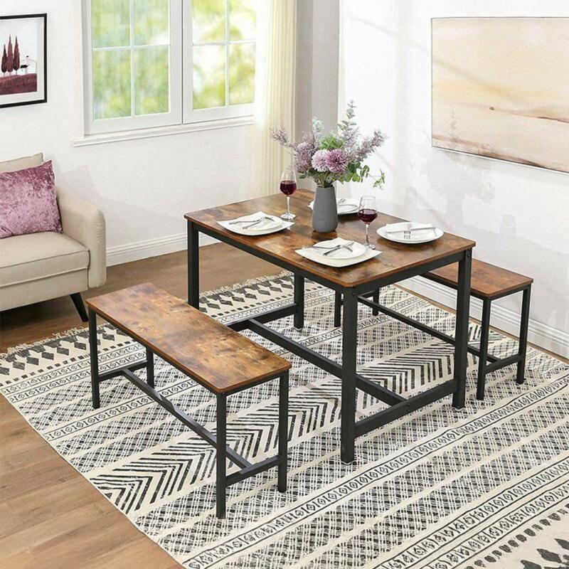 Dining Table Set – Black × Wooden