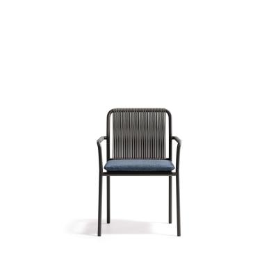 🪑 Outdoor Chair – Black Frame × Grey Rope × Grey Cushion