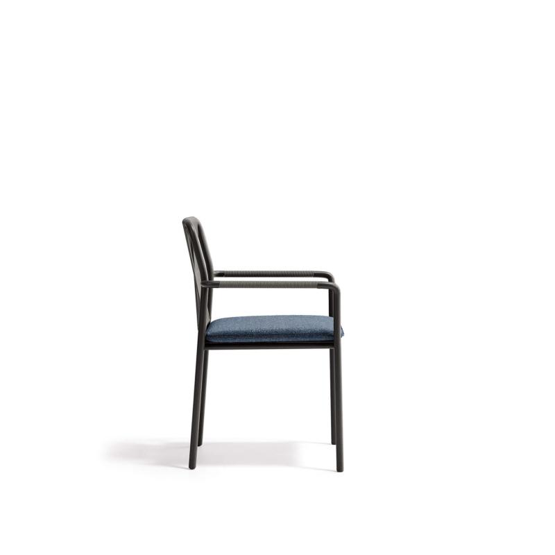 🪑 Outdoor Chair – Black Frame × Grey Rope × Grey Cushion