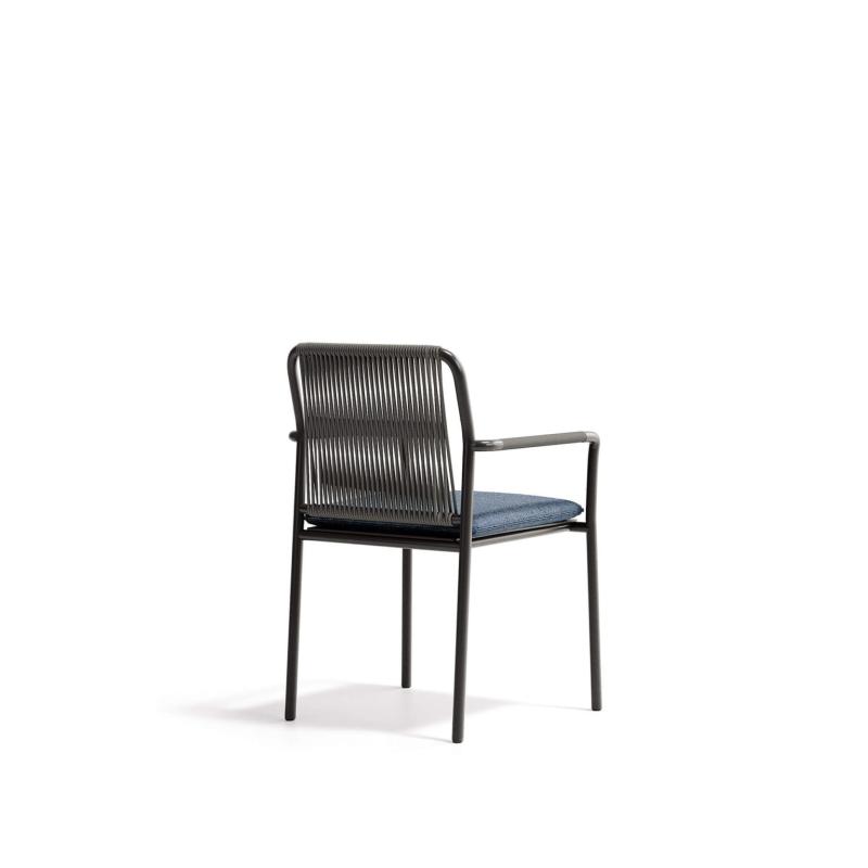 🪑 Outdoor Chair – Black Frame × Grey Rope × Grey Cushion