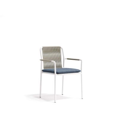 🪑 Outdoor Chair – White Frame × Grey Rope  × Grey Cushion