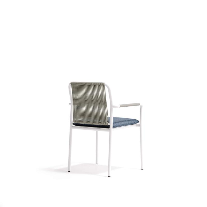 🪑 Outdoor Chair – White Frame × Grey Rope  × Grey Cushion