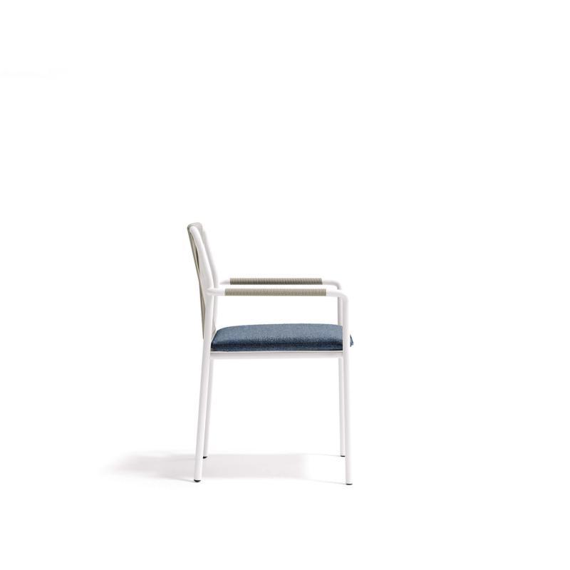 🪑 Outdoor Chair – White Frame × Grey Rope  × Grey Cushion