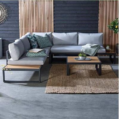 🛋️ ركنة ستيل × خشب – 4 قطع