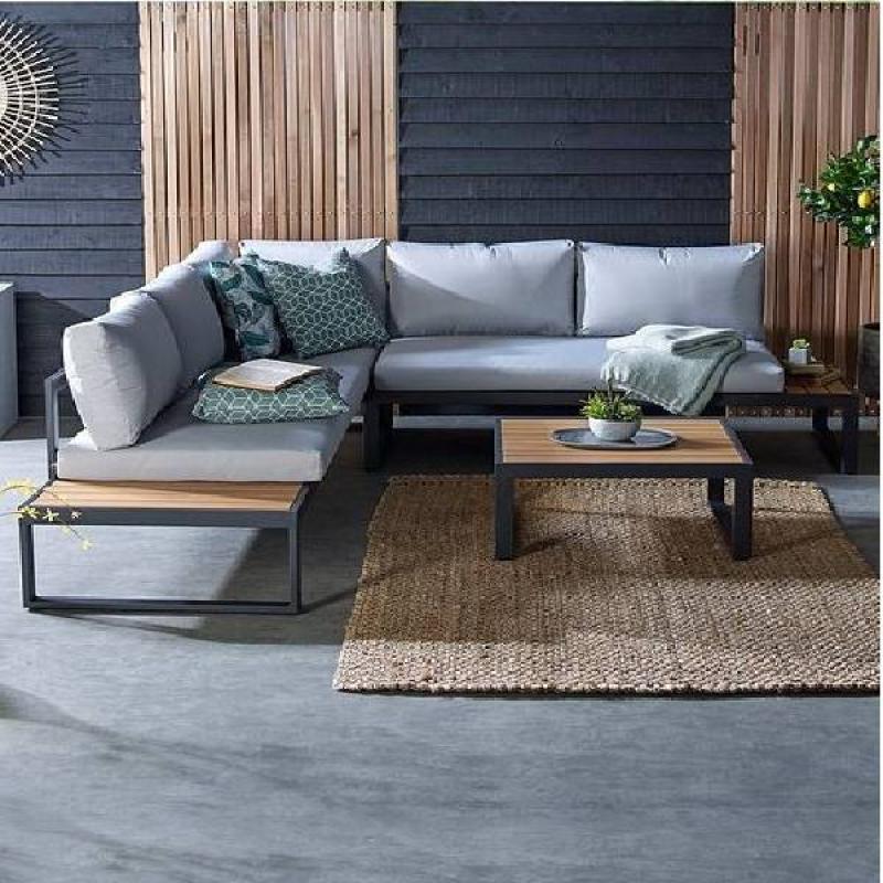 🛋️ ركنة ستيل × خشب – 4 قطع