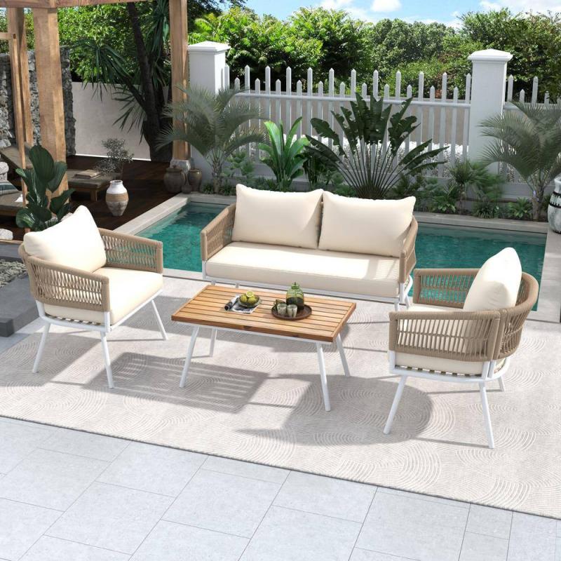 🛋️ Outdoor Set – White × Beige