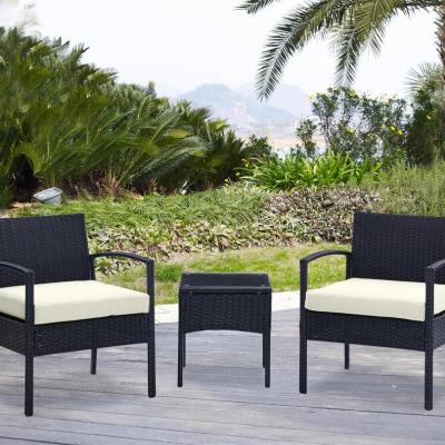 🪑 Rattan Set – 2 Chairs + Table – Black × Off White